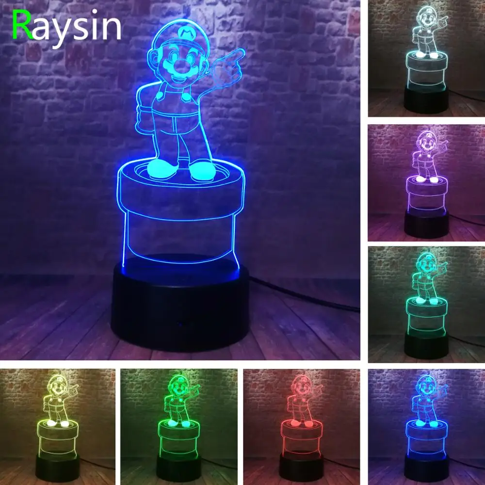 

Game Super Mario Action Figure Lamp 7 Colors Change LED Touch Night Light Child Teens Boys Room Decor Kids Xmas Birthday Gifts