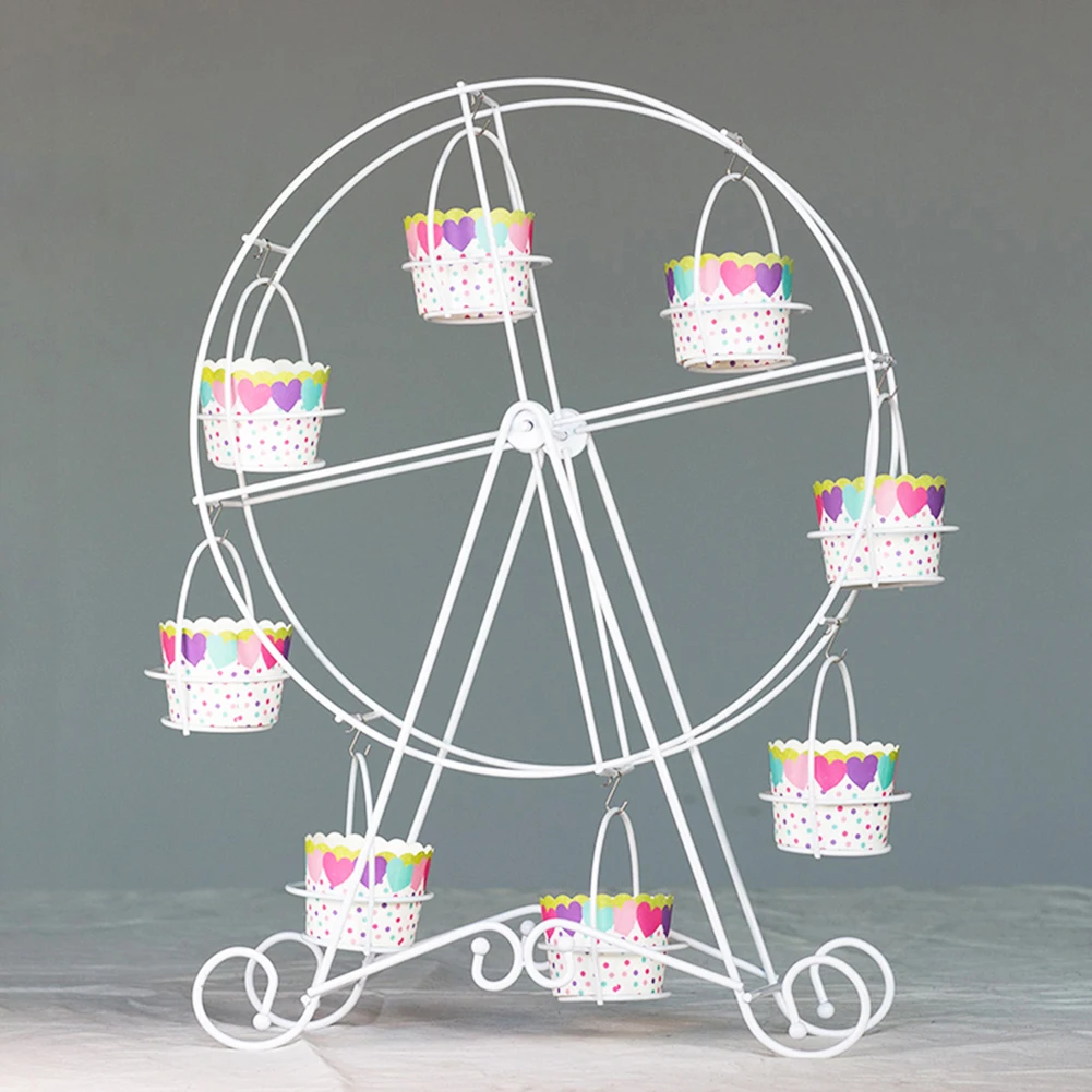 Party Rotatable Pastry Cupcake Holder 8 Cups Supplies Cake Stand Ferris Wheel Home Kitchen Cupcake