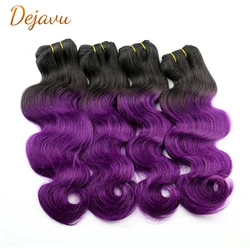 Dejavu Per-colored Brazilian Body Wave Hair 1/3/4 Bundle 1b/Purple Ombre Human Hair Extensions Remy Hair Weave Bundles