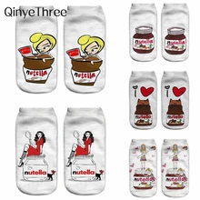 Новинка; забавные носки с 3d принтом; милые носки унисекс с надписью «nutella»; Лидер продаж; женские модные носки с героями мультфильмов; mujer; носки с пончиками; Прямая поставка