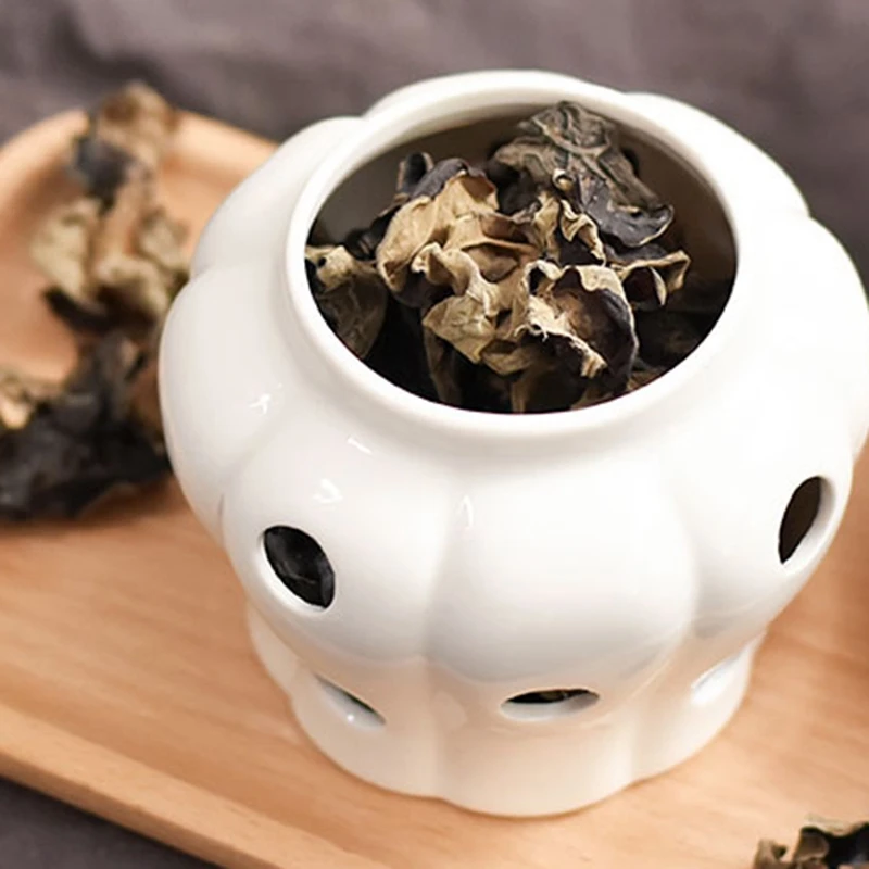 1PC Round Garlic Ginger Ceramics Storage Jars Jar Containers with Bamboo Lids To Garlic Sealing Kitchen Ginger
