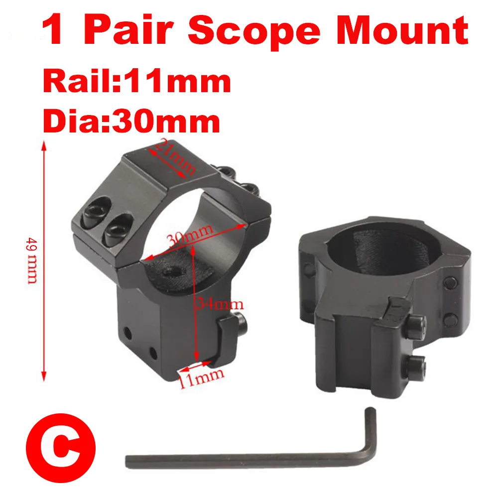 Hunting Riflescope Mount Ring 2PCS 25.4mm / 30mm 11MM Dovetail / 20MM Picatinny Rail High Or Low Air Gun Rifle Scope Mounts