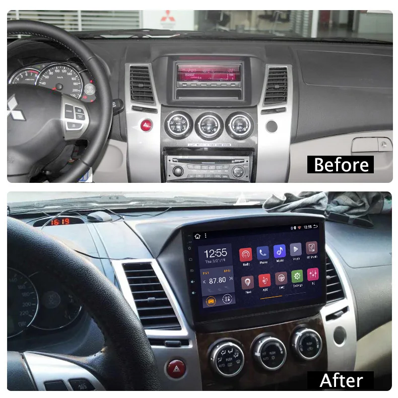 Cheap Car Multimedia player 2din 9" Android 9.0 car GPS Radio for MITSUBISHI PAJERO Sport/L200/2006+ Triton/2008+ PAJERO 2010 2