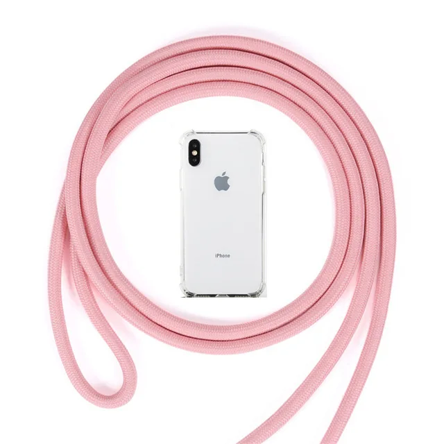 Pink Чехол для телефона с ремешком и цепочкой для iPhone 11 pro XS Max XR X 6s 7 8 ожерелье ремешок для переноски для iPhone 7plus 8plus 11 чехол - Цвет: Pink