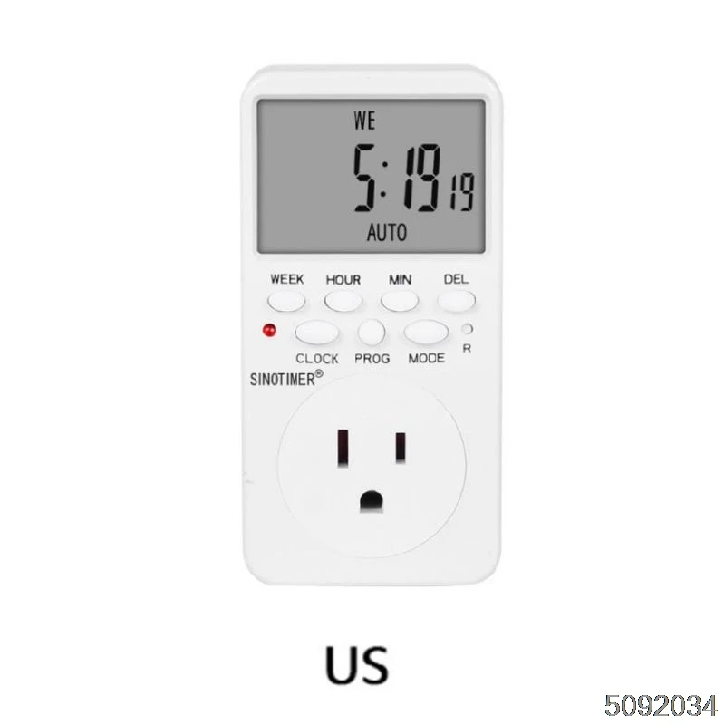1AA801413-US Цифровой таймер разъем AC230V реле времени программируемый EU/US/UK/ISR/BR/IT штекер - Цвет: 1AA801413-US
