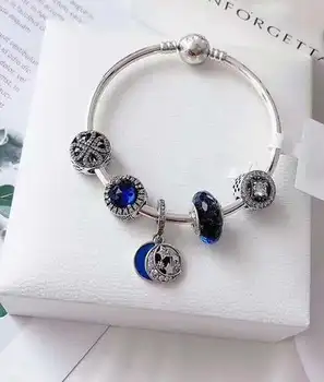 

high quality 1:1 100% 925 silver sterling four frizzy sheets free charter bracelet