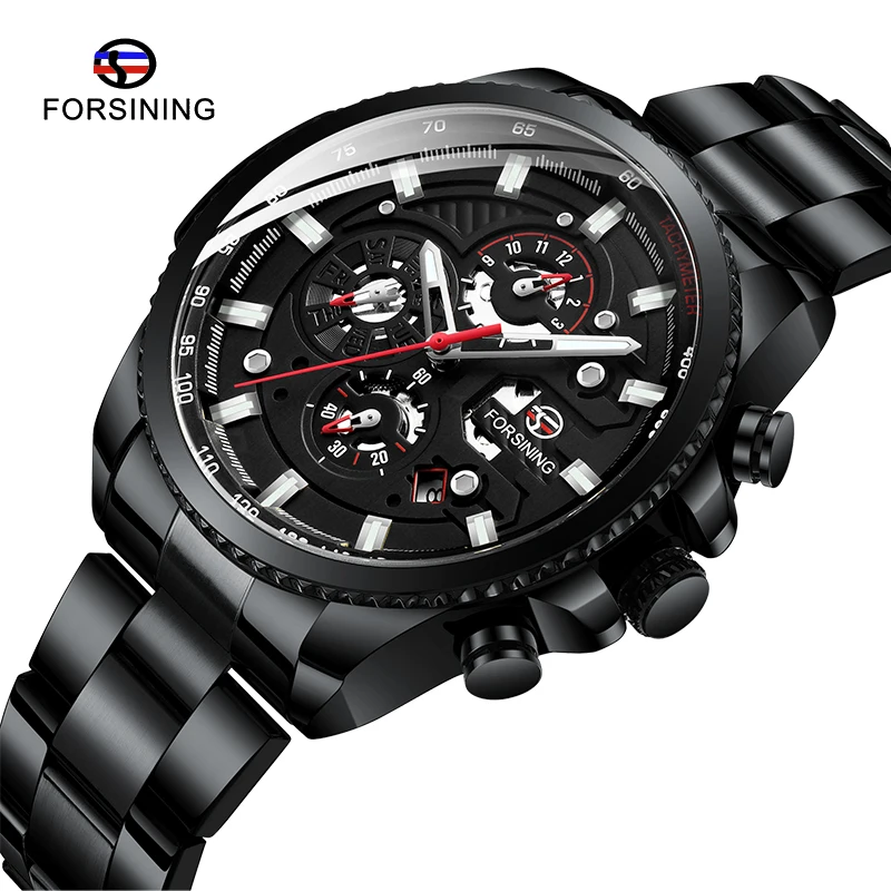 

Top Brand Luxury FORSINING Men Automatic Watches Steampunk Sport Series Black Clock Male Complete Calendar Waterproof Wristwatch