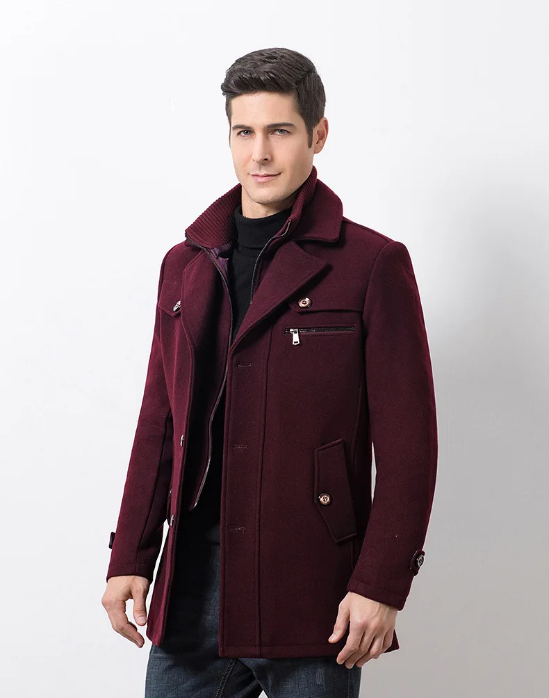 Высококачественное Новое мужское модное пальто, утолщенное, сохраняющее тепло шерстяное пальто из смешанной ткани, пальто с двойным воротником, деловое, повседневное, банкетное, без железа, мягкое