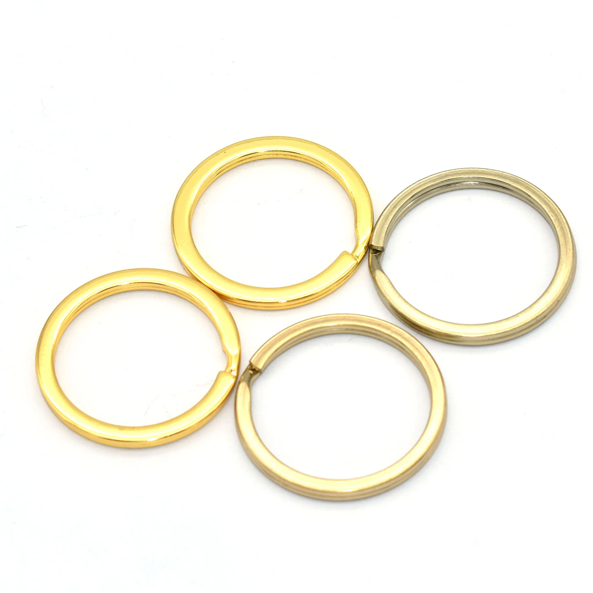 Бледно-золотой Разделение кольца Jump O сильный плоский шнур брелок для ключей