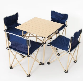 

Outdoor Folding Table And Chair Set Picnic Barbecue Camping Self-driving Portable