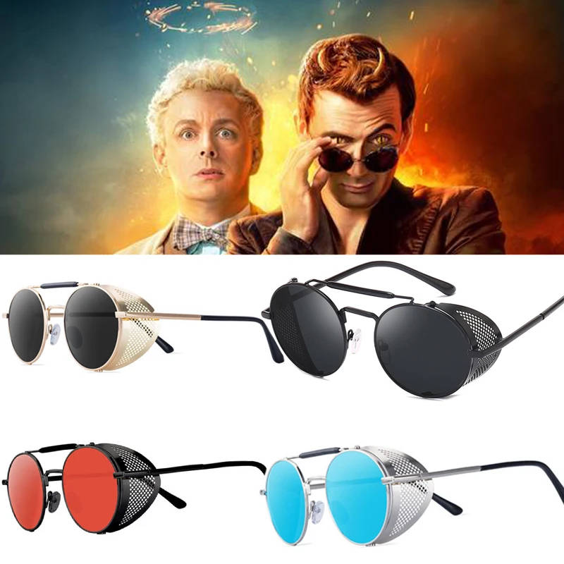 

12style Good Omens Devil Crowley David Tennant Sunglasses Cosplay Props Unisex Summer Accessories Steampunk Glasses