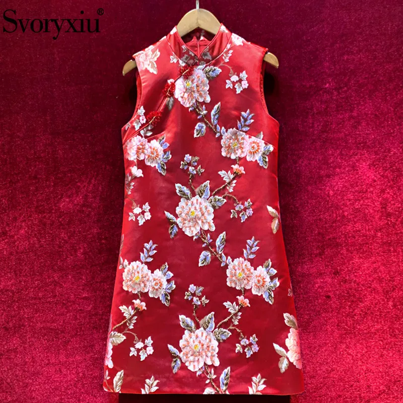 Svoryxiu Designer Autumn Winter Vintage Red Mini