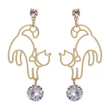 10 пара/лот YUANJUAN Модные металлические выдолбленные сережки кошки