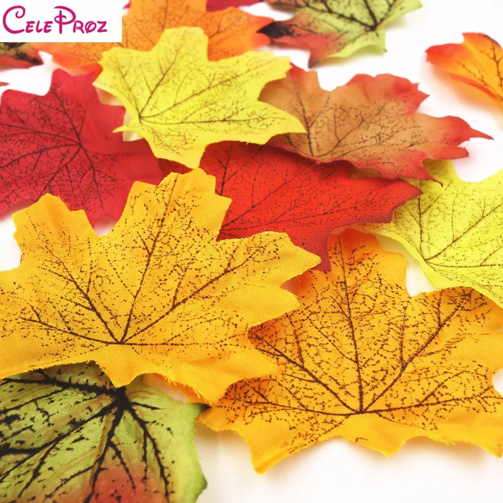 50/100Pieces Artificial Silk Maple Leaves Fabric Tree Leaf DIY Wedding Birthday Event Party Decor