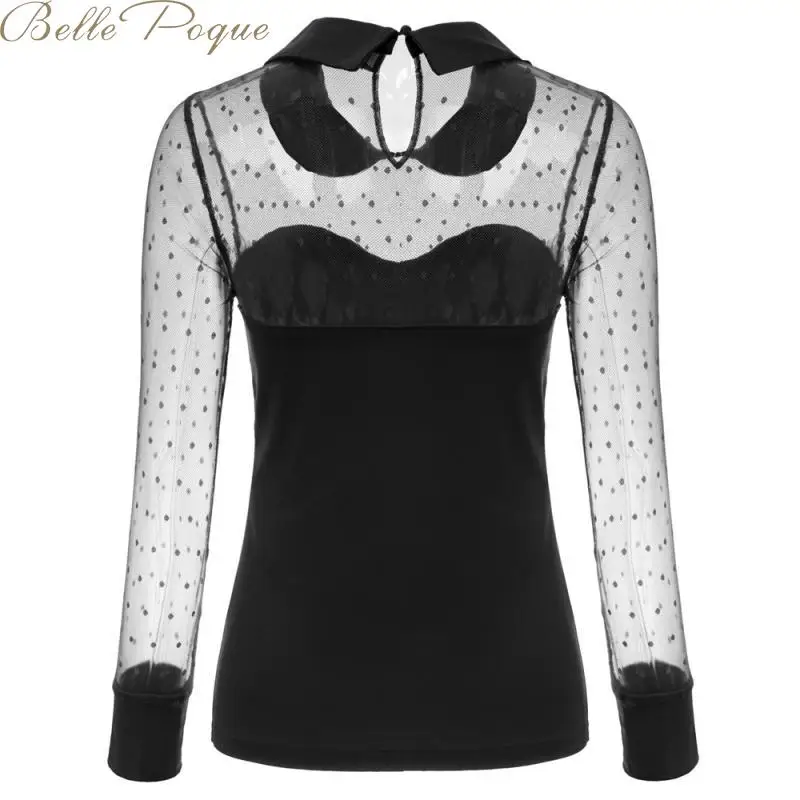 

Belle Poque Long Sleeve Tops 2019 Autumn Minimalist Blouses Patchwork Casual Blouse White Peter Pan Collar