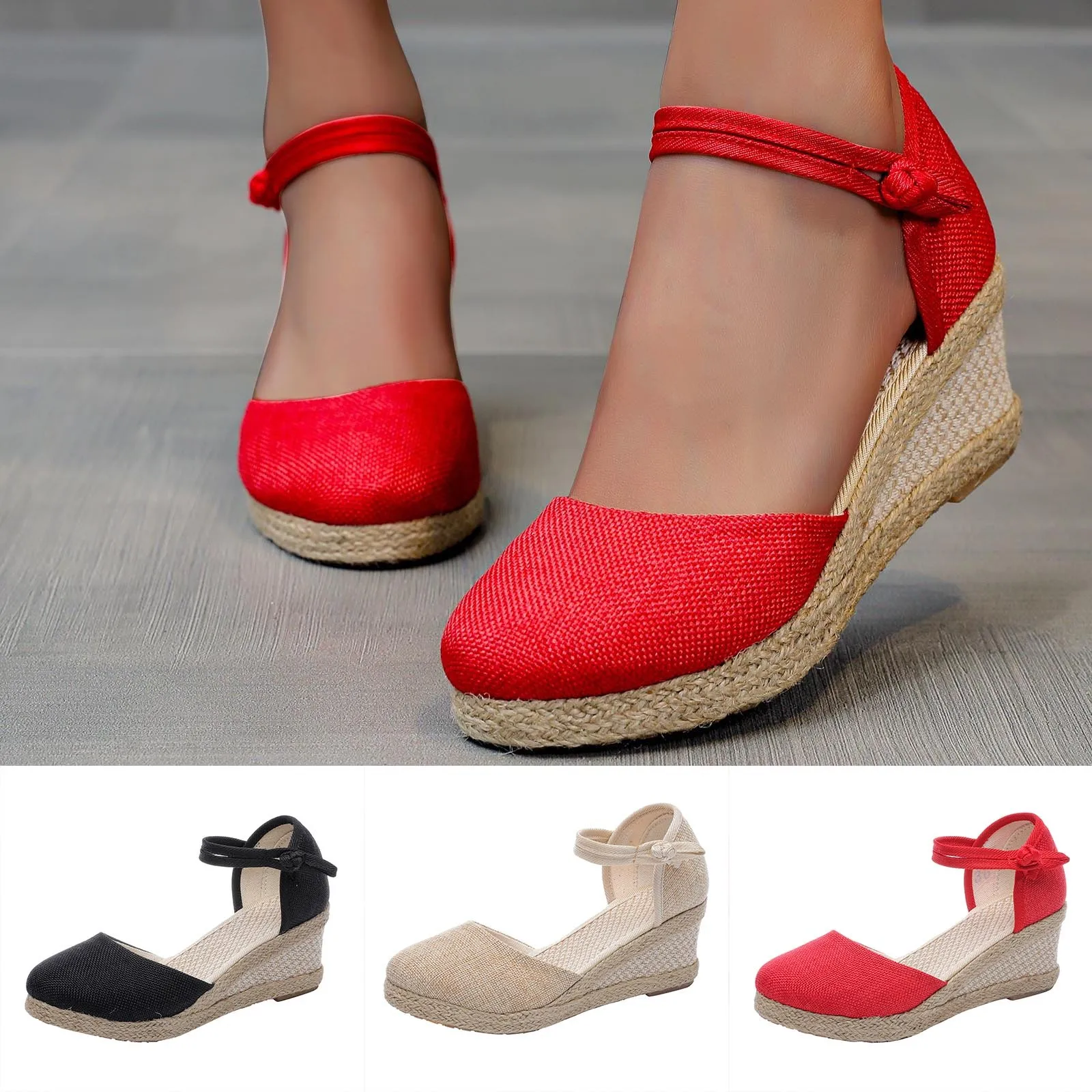 Sandalias de cuña para mujer, zapatos informales a la moda, transpirables, antideslizantes, para ocio al aire zapatos de playa, 2021 - AliExpress