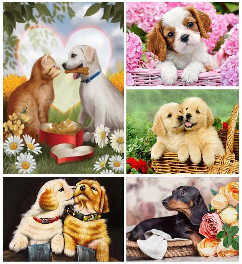 

DIY Dog 5D Diamond Painting Full Round Drill Cross Stitch Animal Diamond Embroidery Home Decor Wall Art Christmas Gift