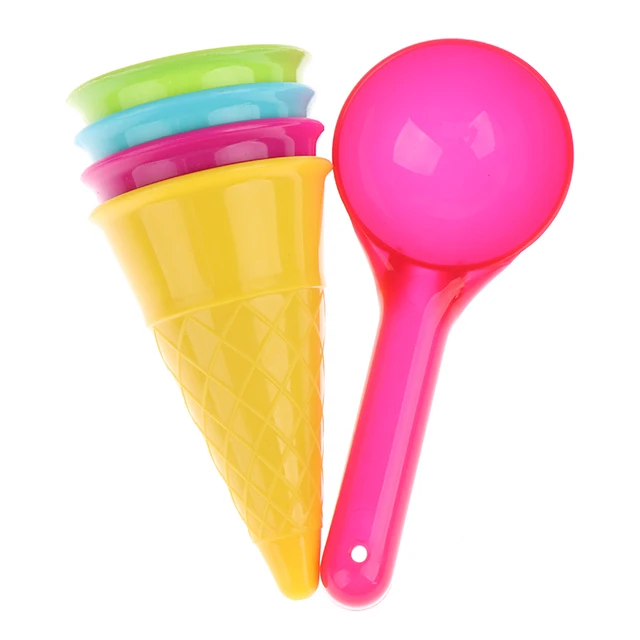 5 Pcs/lot Cute Ice Cream Cone Scoop Sets Beach Toys Sand Toy For Kids Children Educational Montessori Summer Play Set Game Gift 5