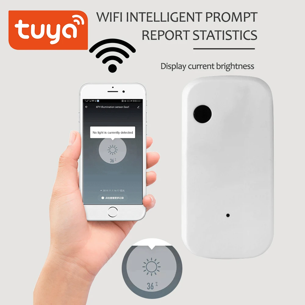 Tuya – capteur de lumière intelligent, wi-fi, alimenté par batterie, pour maison/rideau, contrôle d'automatisation, application SmartLIfe étanche pour l'extérieur