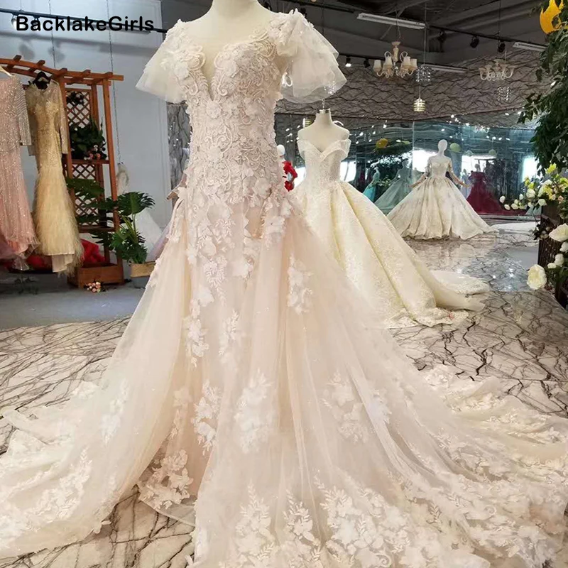 2 In 1 Wedding Dress Gelinlik Short Sleeve Lace Applique Mermaid African With Detachable Skirt Robe De Mariee 2020 | Свадьбы и