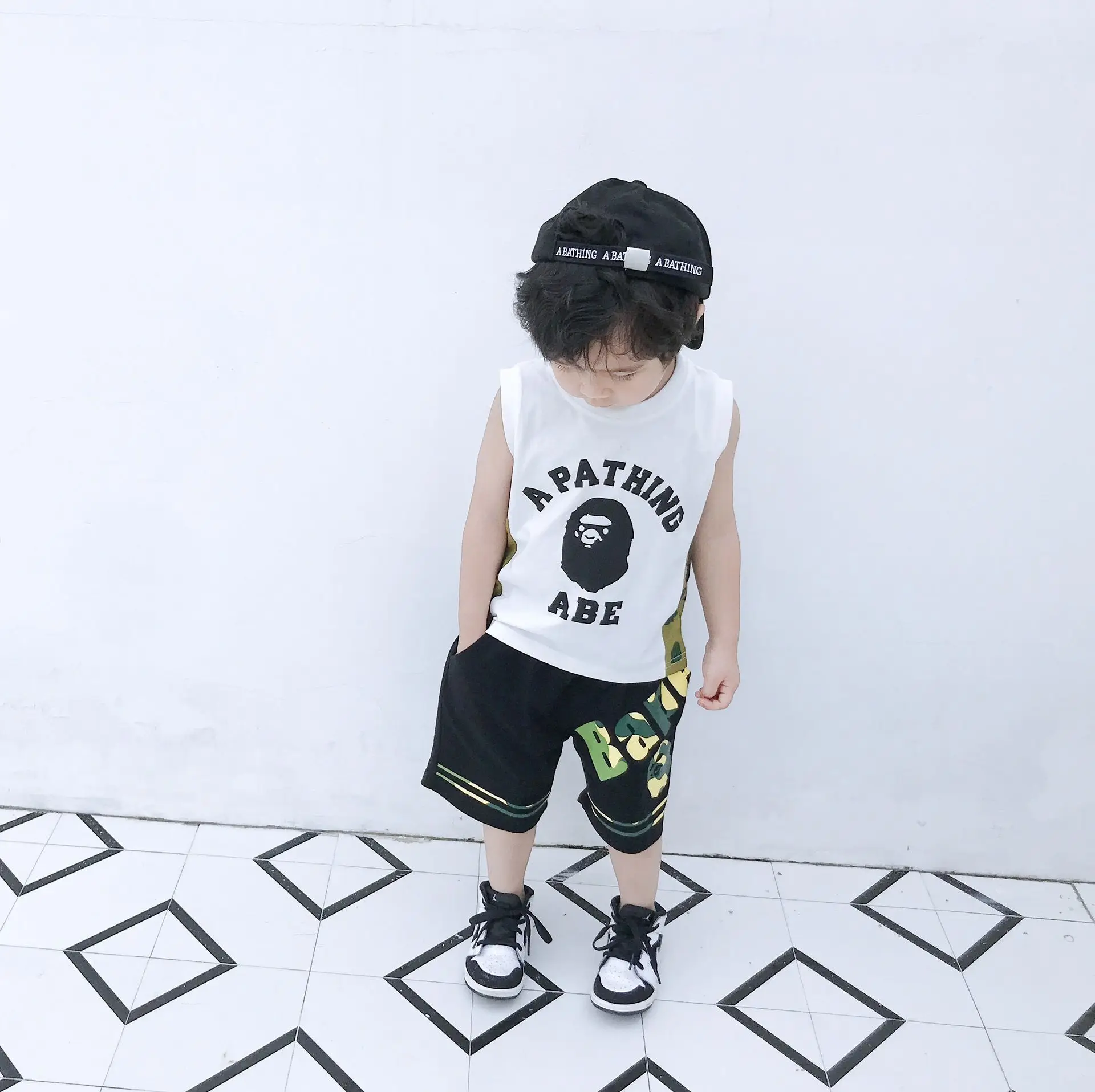 Летний стиль, популярный бренд детской одежды в японском стиле для мужчин и женщин, детская камуфляжная одежда без рукавов