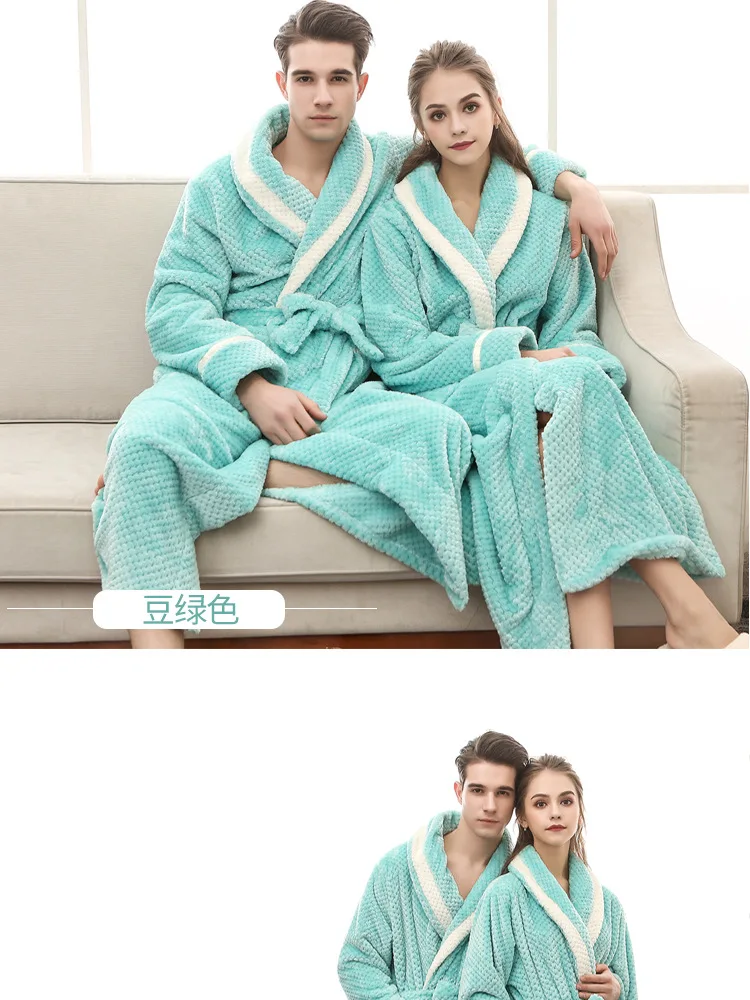 Женская Мужская пижама зимнего размера плюс длинный теплый фланелевый Халат для невесты уютный банный Халат с капюшоном для беременных на