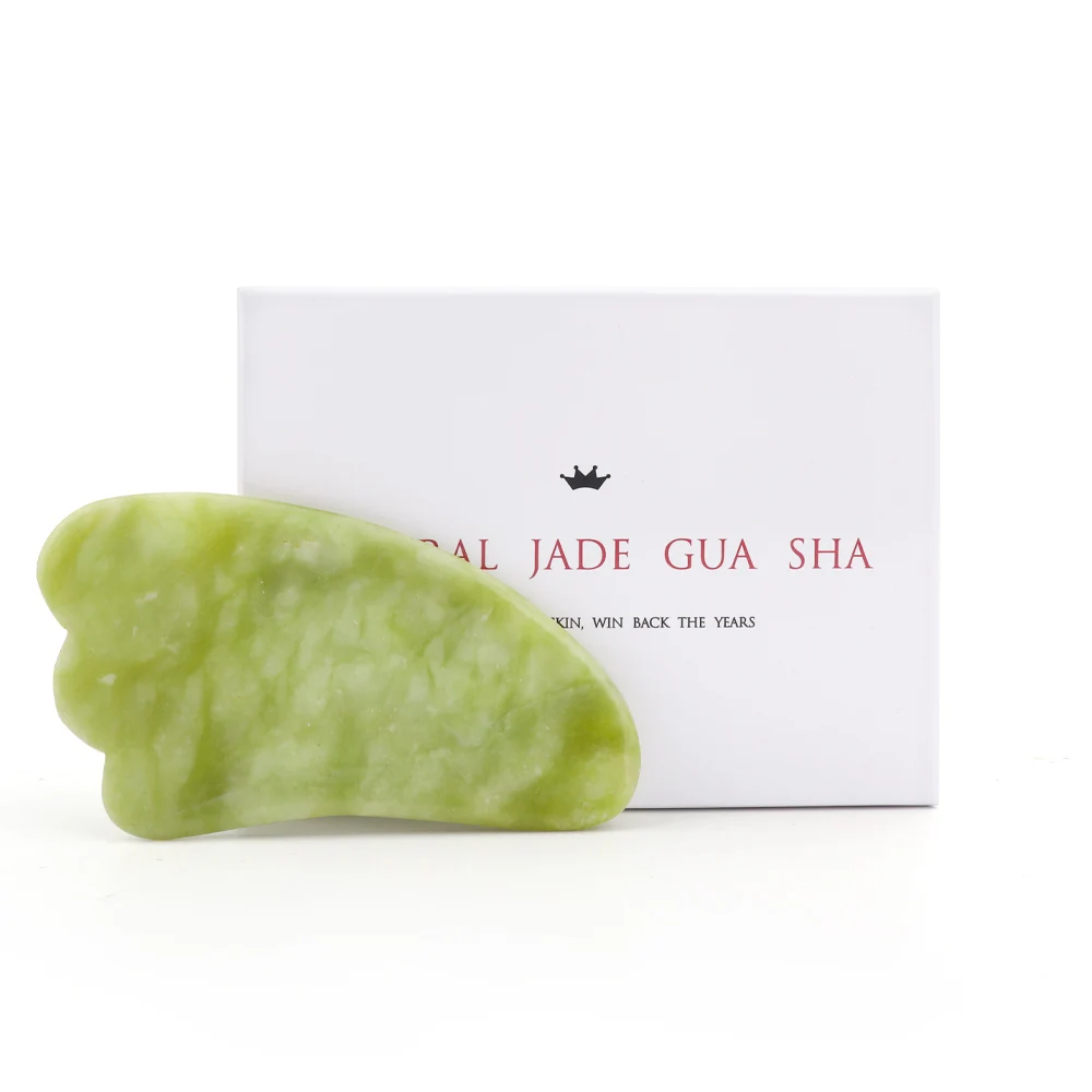 

Natural Jade Stone Guasha Board with Box SPA Therapy GuaSha Massager Antistress Body Care Scraping Board Massage Tools