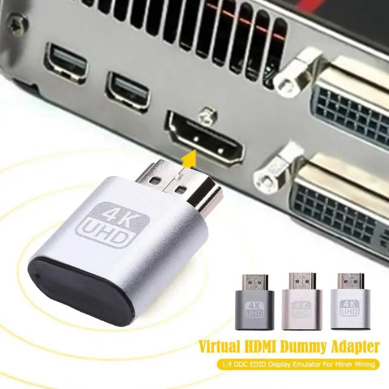 HDMI Virtual Display Adapter HDMI DDC EDID Dummy Plug Lock Latest Chip Low Power Consumption No Heat Plate for BTC Mining