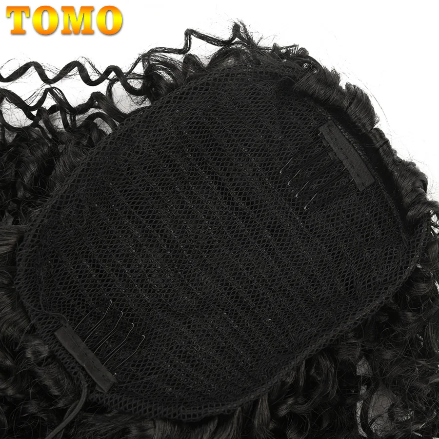 TOMO Synthetic 8" Bouncy Small Curly Pony Tail Hair With Two Plastic Combs Ponytail Hair Extensions Short Hairpiece Blonde Brown