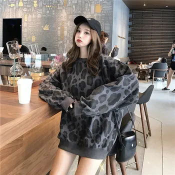 

Oversized Leopard Print Sweatshirt Women Loose Hoodies Long Sleeve Tops Fashion Womens Sweatshirts Spring Casual Sudadera Mujer