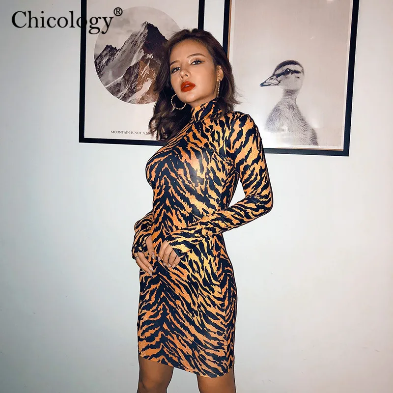 Женское мини-платье Chicology облегающее вечернее платье-водолазка с длинным рукавом