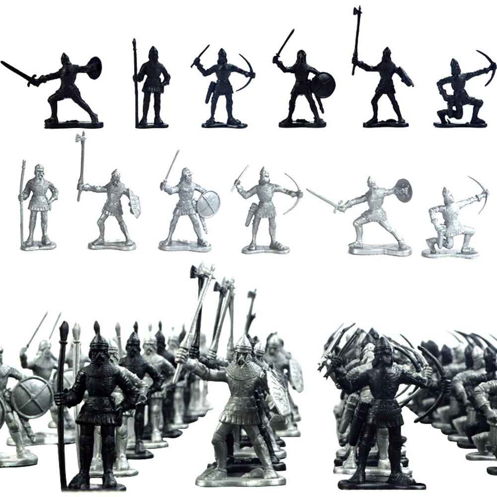 60Pcs//Set Middle Ages Military Soldier Toys Model Figures Children Play Gifts