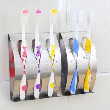 

Newly Stainless Steel Wall Mount Toothbrush Holder 3/2 Hole Self-Adhesive Tooth Brush Organizer Box VA88