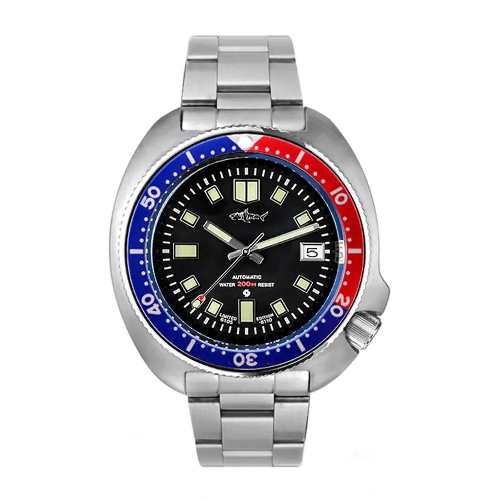 Японские тунец дайвер Автоматические наручные часы MarineMaster мужские черепаха 6105-8110 Sharkey автоматические механические часы - Цвет: Cola color