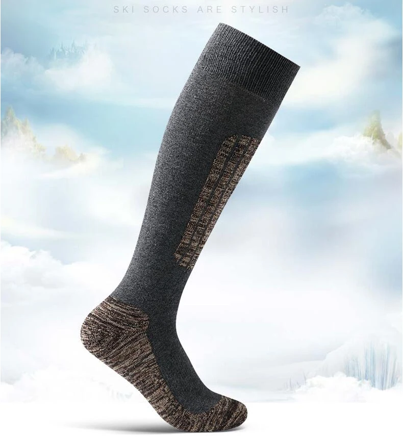 Зимние Лыжные носки для женщин и мужчин, утолщенные теплые длинные Лыжные носки, носки для сноубординга, ходьбы, походов, спорта на открытом воздухе, термоноски