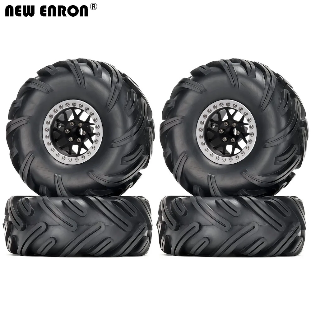 

NEW ENRON 4Pcs 2.2inch Alloy Beadlock Wheels Rim & Rubber Tires for 1/10 RC Car Axial SCX10 II 90046 Traxxas TRX4 TRX6 YETI RR10