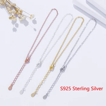 

S925 Sterling Silver Expandable Wire Chain Bracelet Bangles Women Beads Hand Band DIY Jewelry Findings Beading Thread 17cm+3.5cm