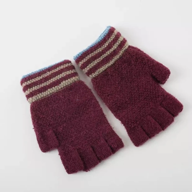 Зимние женские перчатки без пальцев, с помпоном, теплые, утепленные, вязаные, вязанные, с набивкой, Guantes, плюшевые, Handschoenen