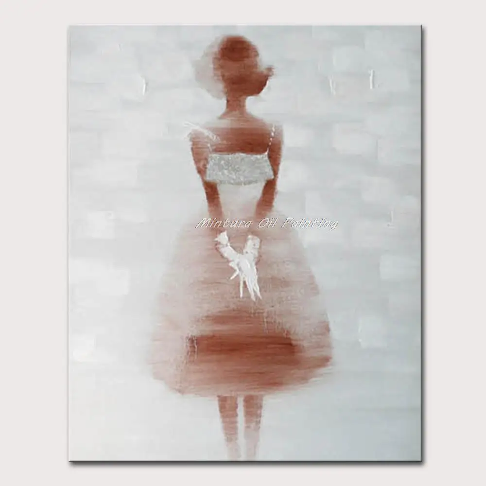 Mintura Handpainted Oil Painting On Canvas Grey Modern Abstract Art And Hazy Beautiful Girl Home Decor Wall Picture | Дом и сад