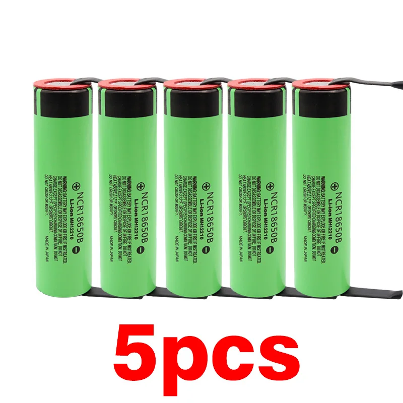 18650 батарея 3400mah 3,7 v литиевая батарея для NCR18650B 3400mah подходит для фонарика батарея+ diy никель - Цвет: 5pcs