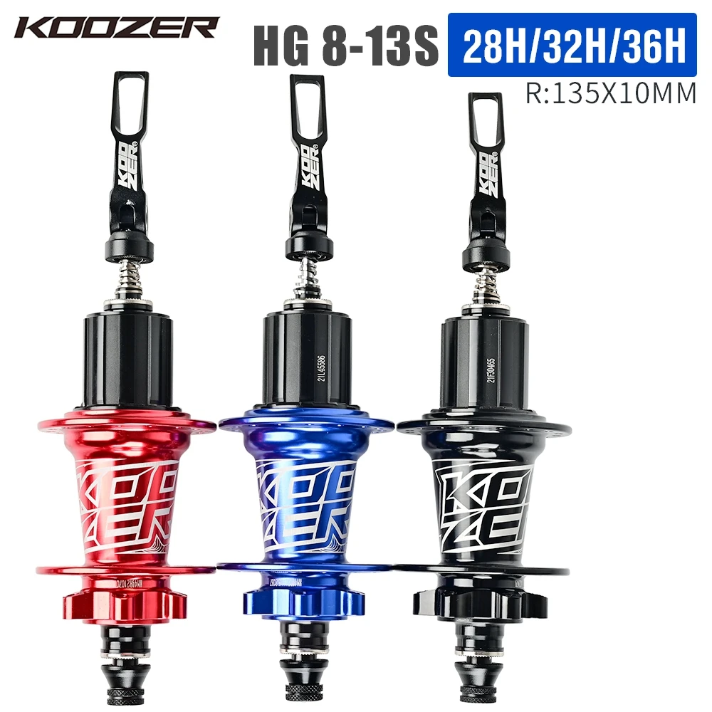Koozer Xm490 Rear 5x135mm Qr Mtb Bicycle Hub 135x10 12x142 28/36 Holes 6 Bolts Hg Xd Ms 8s 9s