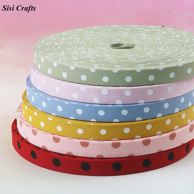 Ssi ремесла 10 25 50 мм Печать Layering ткань лента Grosgrain Dots Bias одежды DIY галстук бабочка