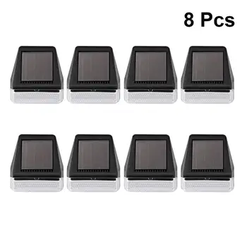 

8pcs Outdoor Yard Solar Step Lights Guard Bar Lamp Wall Lamp For Yard Garden (Black)