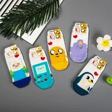 Время приключений с Финном и Джейком носки с символикой аниме комки пространство Принцесса БМО милые забавные женские весна лето удобные короткие хлопковые носки