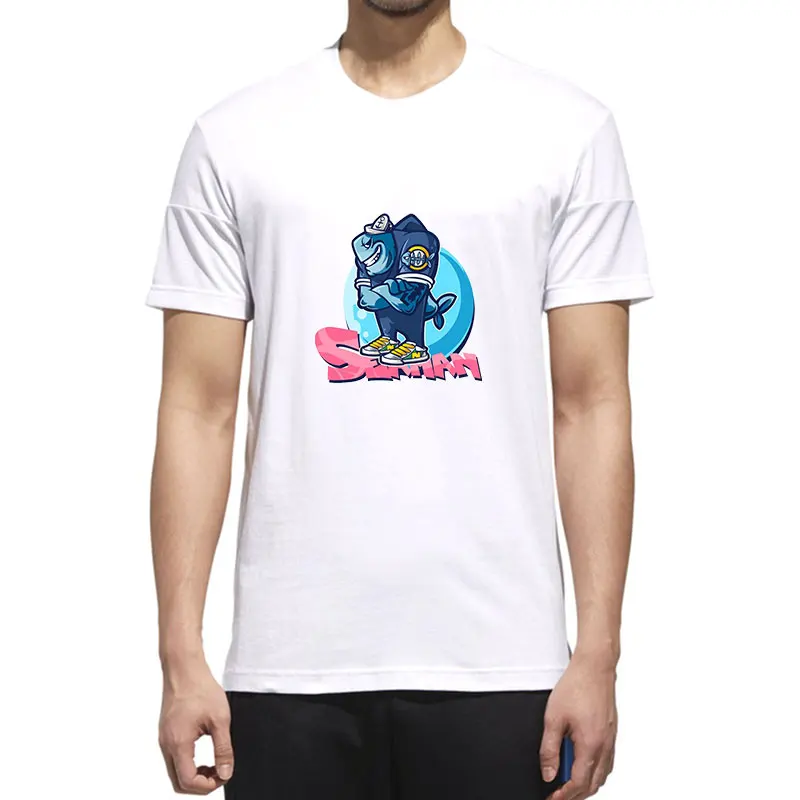 

MOUNTSHARP Funny T Shirts Men Cartoon Shark Male Print O-Neck Cotton Short Sleeve Polyester Casual Sweatshirt Jacket Clothes
