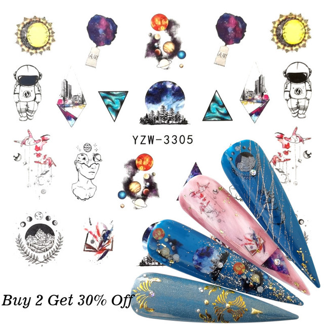 New Jewelry Nail Sticker Black Vintage Boho Style Decals Manicure Water Transfer Slider Foil Slider Decorations