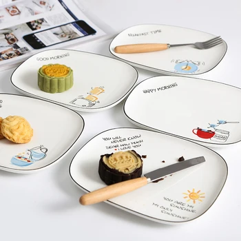 

Creative and simple western dishes, home French ceramic dim sum breakfast dishes, cake dishes, Nordic style steak noodlesLB82608