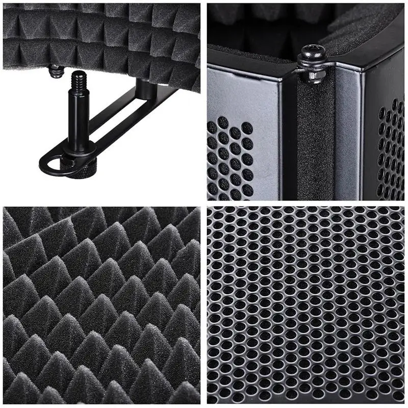 Folding Studio Microphone Isolation Shield Recording Sound Absorber Foam Panel