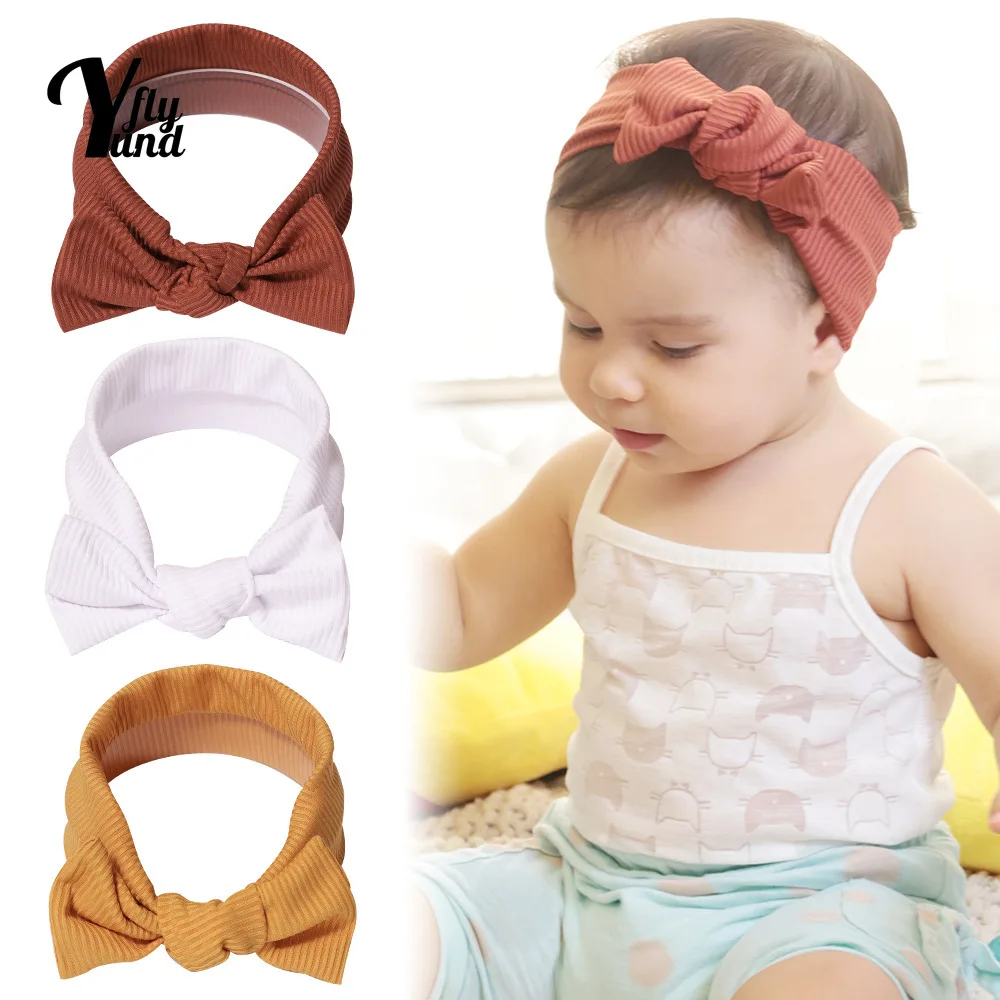 

Yundfly Newborn Solid Color Striped Cotton Headband Fashion Knotted Elastic Hairband Baby Headwear Hair Accessories Photo Props
