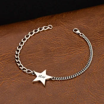 

S925 Sterling Silver Bracelet Women's Simple Cool Student Star Bracelet Hand Chain Fine Jewelri Charm Bracelets